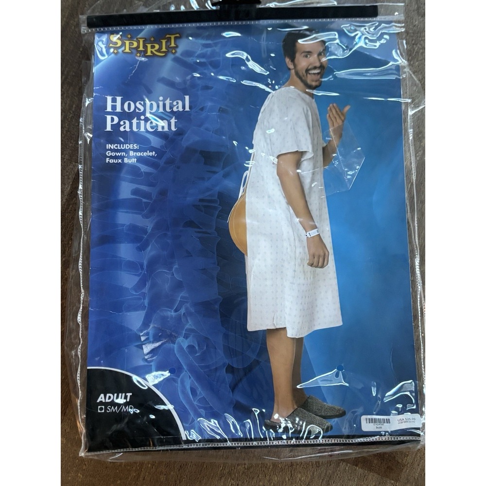 Funny Patient Gown Costume Buttocks Butt Hospital Halloween Size Adult S-M
